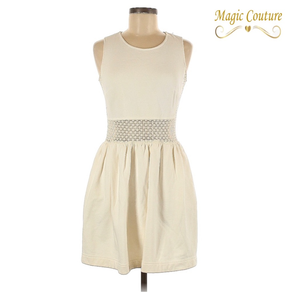 Sea New York Cream Sleeveless Mini Dress with Lace Waist